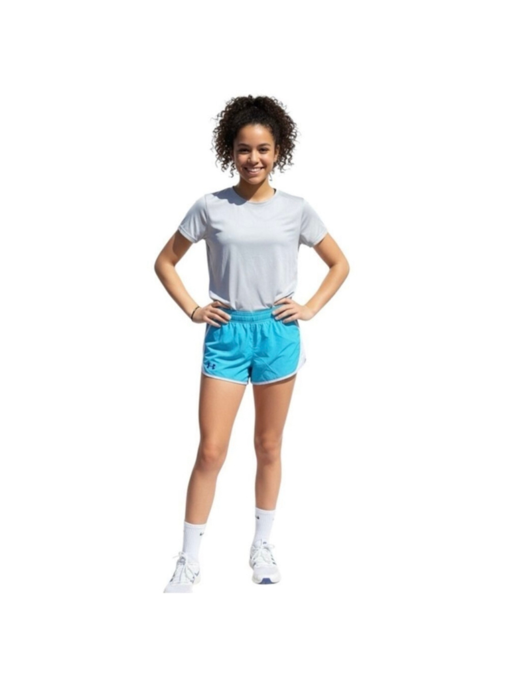 Under Armour Girls Youth XL Loose Running Shorts Aqua Blue Mesh Athletic NWT